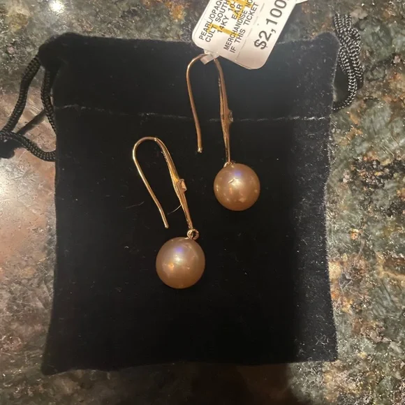 Elegant Gold South Sea Pearl Drop Earrings